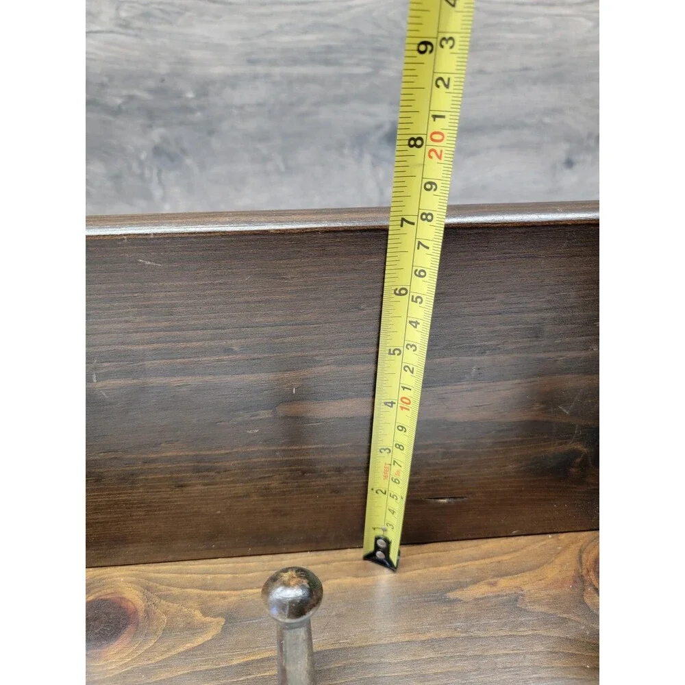 Homespun Hearts Wooden Wall Shelf with 5 Pegs Rustic Farmhouse
